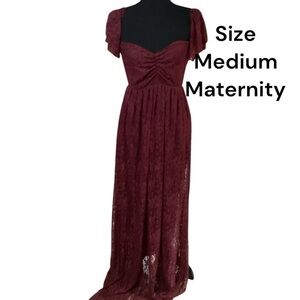 SIZE M OFF THE SHOULDER LACE SHELL OVER POLYESTER LINING MATERNITY MAXI
